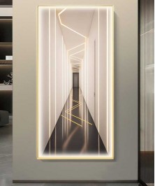 Gold Frame Entrance Panel in All Its Details Using Smart Lighting